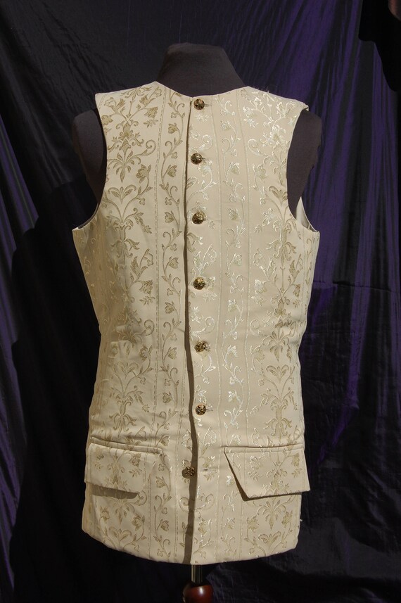 pirate waistcoat vest long 18th Century . cream brocade