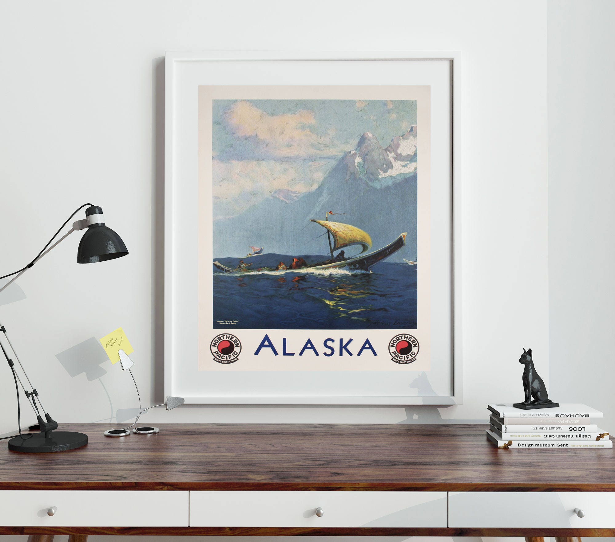 Alaska Travel Poster 1950's Alaska Wall Art Alaskan Decor