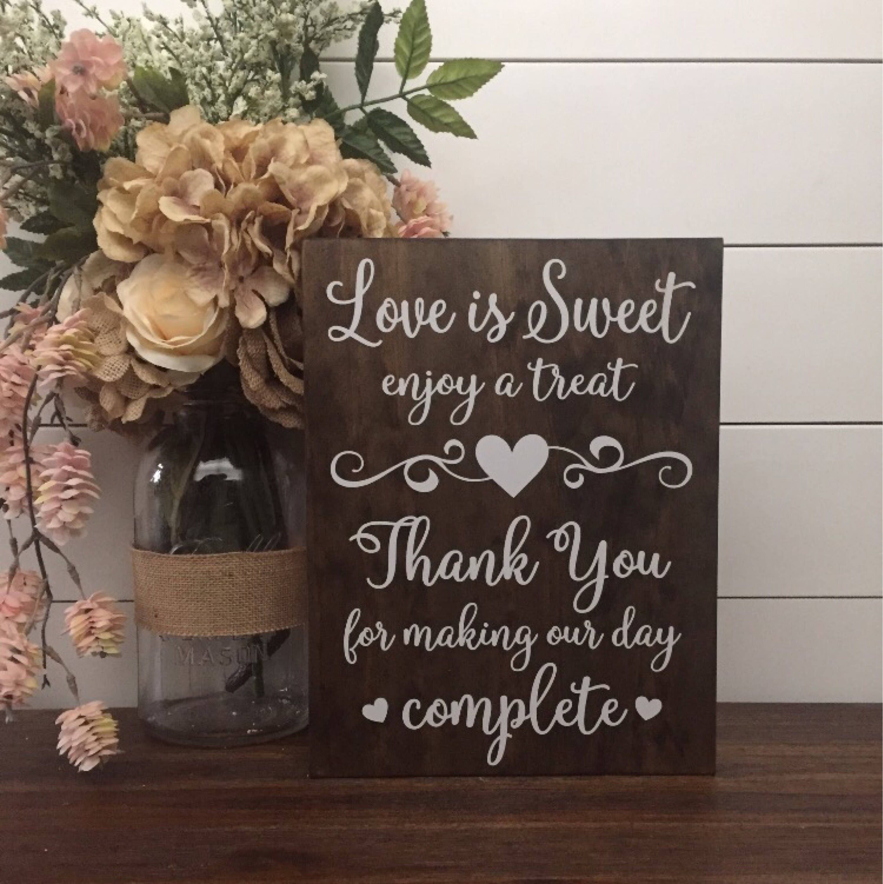 Love Is Sweet Enjoy A Treat Sign Wedding Table Dessert Wood Rustic Decor Thank You Love Is Sweet Enjoy A Treat Sign Wedding Table Dessert Wood Rustic Decor Thank You