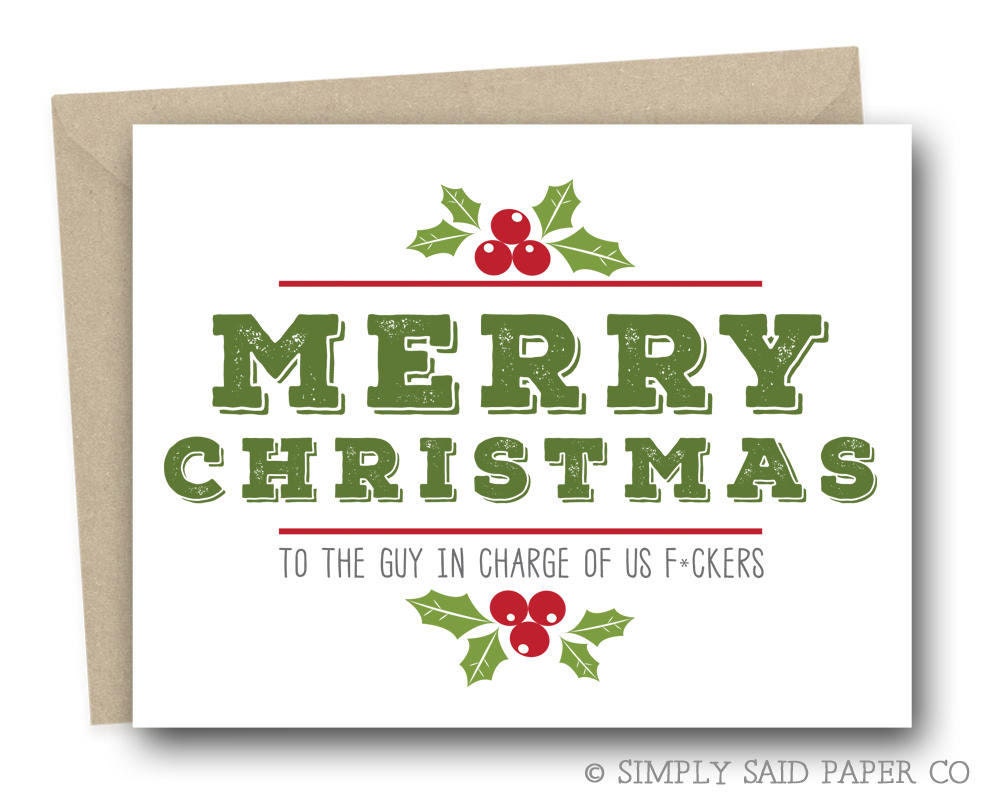 Funny Christmas Card for Boss Merry Christmas To The Fcker