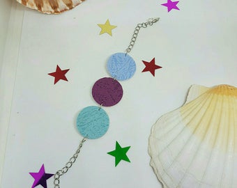Purple, blue and green tapestry bracelet