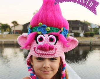 Trolls Movie Poppy Crochet Hat PATTERN, PDF Crochet Pattern, Trolls Crochet Pattern, Trolls Hat Crochet Pattern, Princess Poppy Crochet