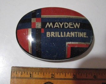 MAYDEW BRILLIANTINE Art Deco style tin from 1920's once contained hair pomade