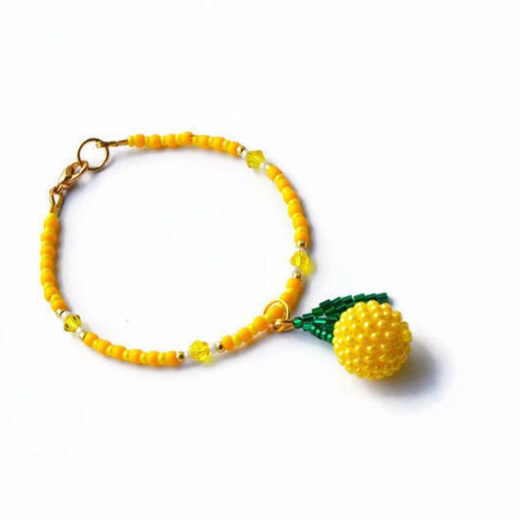 Items similar to Yellow bracelet Fruit bracelet Beaded bracelet Beaded