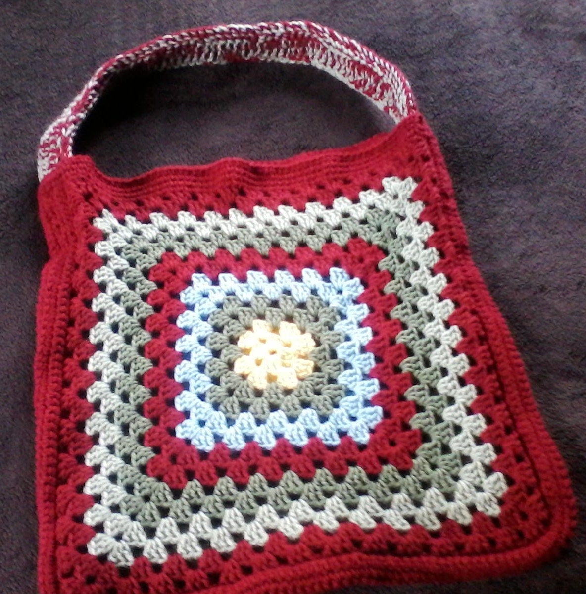 Crocheted Granny square tote bag