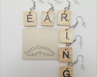 Tile Earrings! - Board Game Earrings, Scrabble Earrings, Scrabble Jewelry, Initial Earrings, Board Game Jewelry, Upcycled