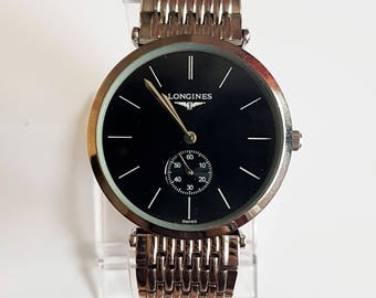 Longines Watch - Splendid Unisex Longines Watch - Vintage Black Dial Longines Watch - Quartz movement