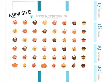 Tiny Happy Fall Pumpkin Spice Latte Monthly Date Dots Covers Erin Condren Life Planner ECLP A5 A6 Personal Kawaii Cute November Drinks Mini