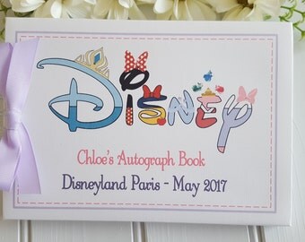 Personalised DISNEY AUTOGRAPH BOOK * Minnie Mouse, Goofy, Sleeping Beauty, Elsa, Daisy Duck, Snow White* Memory Photo Scrapbook Album