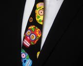 Ties for Halloween – Gift for Men / Sugar Skull Neck Tie for Halloween and Everyday.