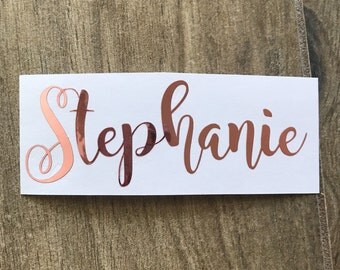 Name Rose Gold Decal Sticker / Foil Name Decal / Custom Name / Name Sticker / Personalized Decal / Yeti Decal / Rose Gold Name