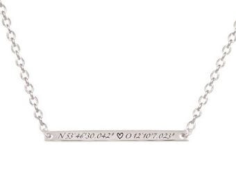 925 silver bars desired engraving best friends necklace