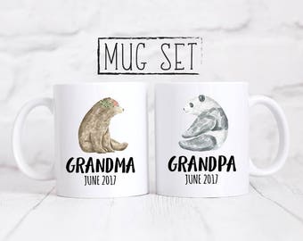 Grandma And Grandpa Mug, Grandparent Mug Set, Grandparent Present, Baby Announcement, Pregnancy Announcement, Pregnancy Gift, Mug Set