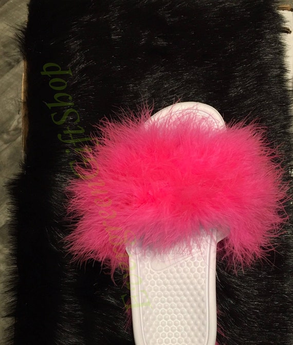 pink fluffy nike slippers