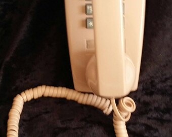 Western Electric Beige Push Button Wall Phone with AT & T Reconditioned Box and installation and lease service guide - Untested