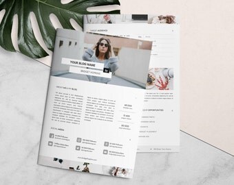 Blog Media Kit and Ad Rate Sheet | Template for Microsoft Word and Photoshop, Press Kit Template, Instant Download - A4 & US Letter