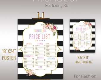 LulaRoe Boho Price List, Instant Download, 8.5" x 11", 18" x 24" , Lula Poster, Digital, Price Chart, Marketing, For Fashion Retailer K15D03