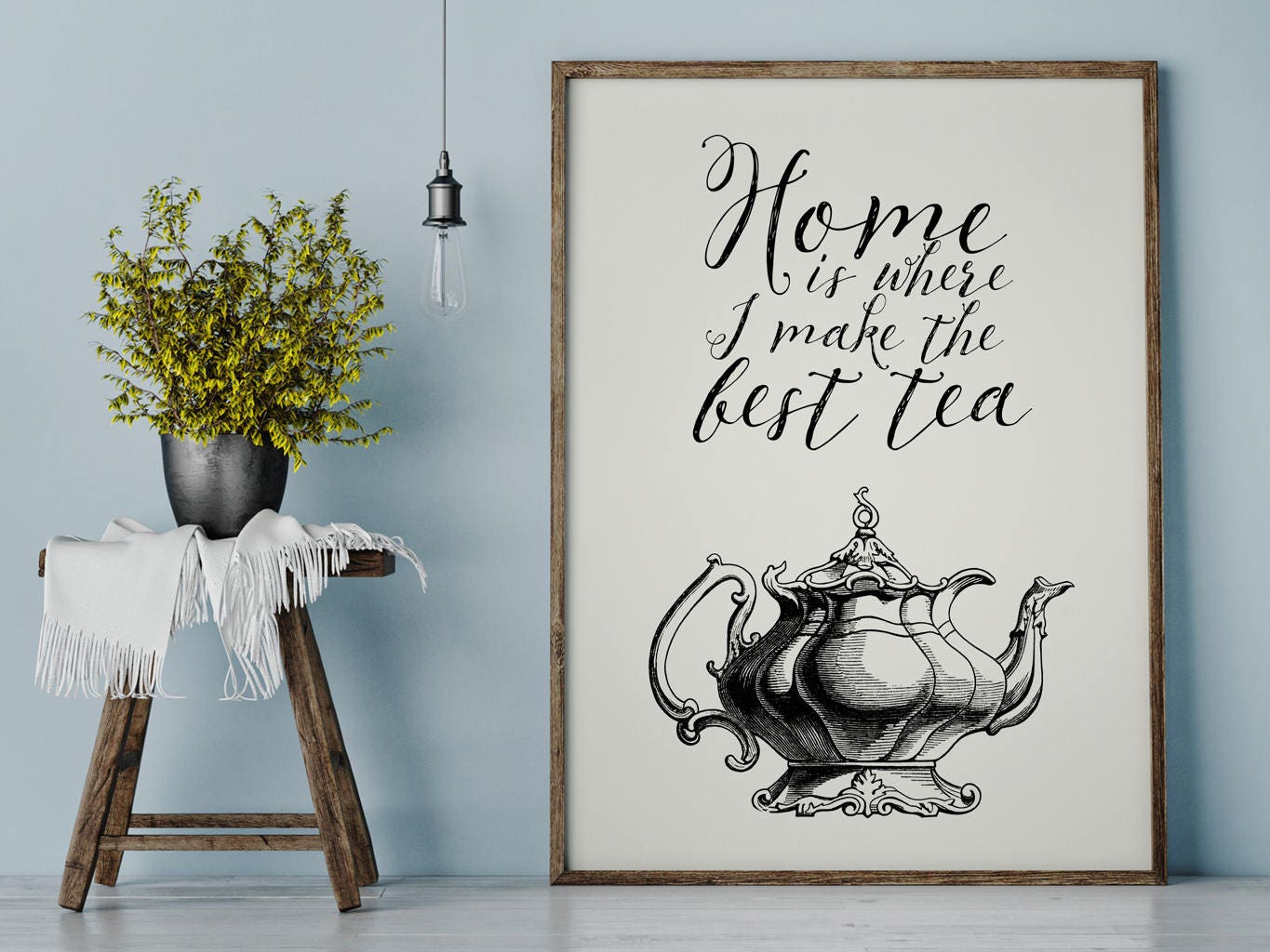 Teapot Quote Print Teapot Print Kitchen Print Antique