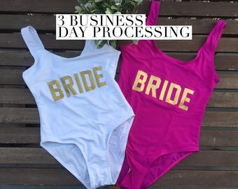 Bride Bathing Suit / Bridal Bathing Suit / Bride Swimwear /Bachelorette Party / White Suit / Pink Suit / Gift for Bride