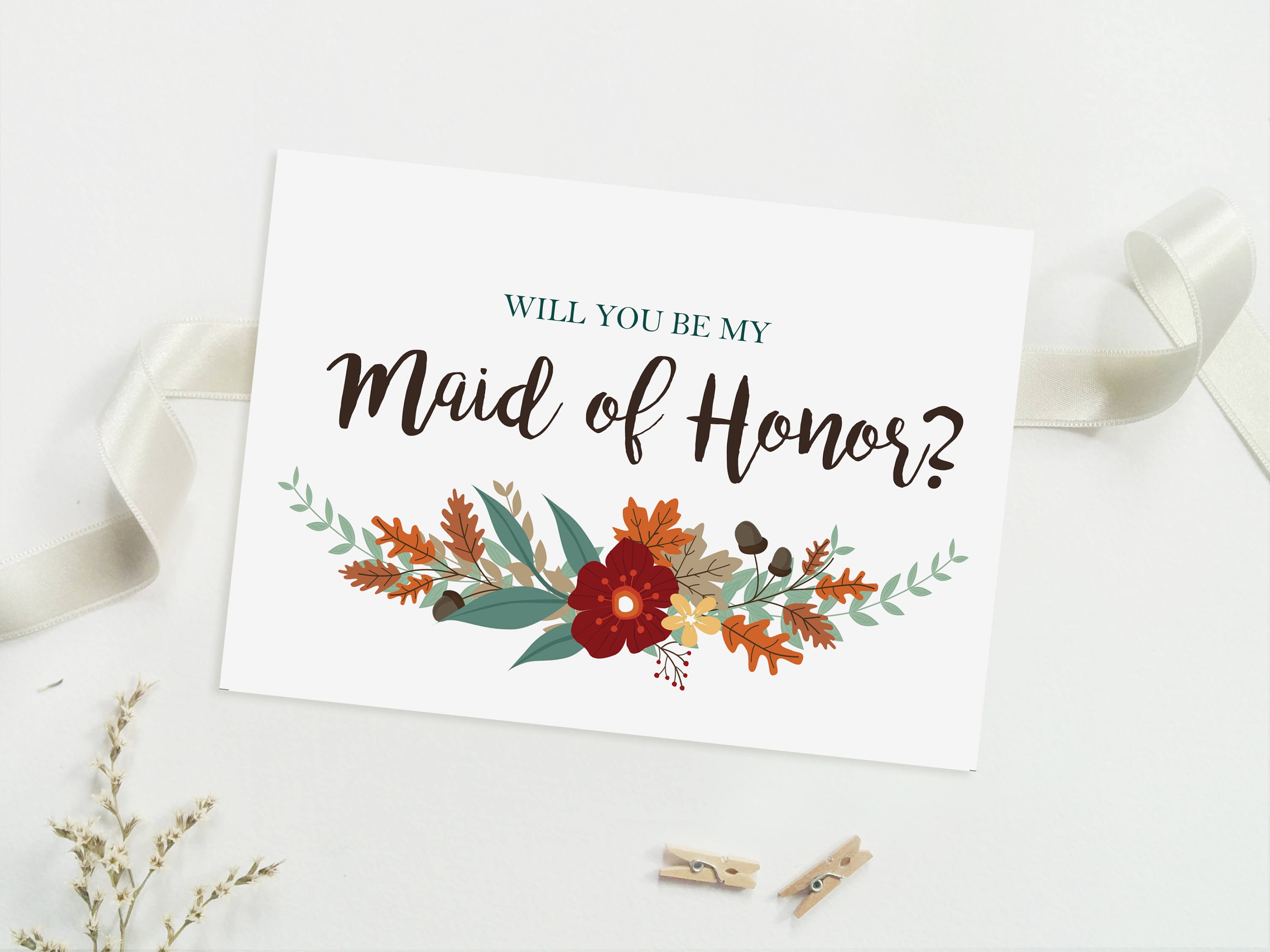 Printable Will you be my Maid of Honor card Maid of Honor