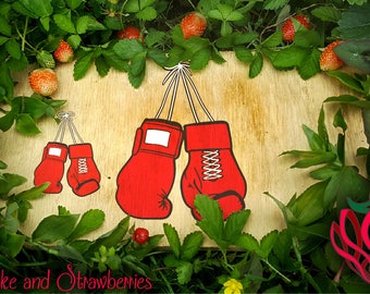 Hanging Red Boxing Gloves SVG File - sport boxing punch fight laced htv shirt design cuttable handdrawn cricut scanncut