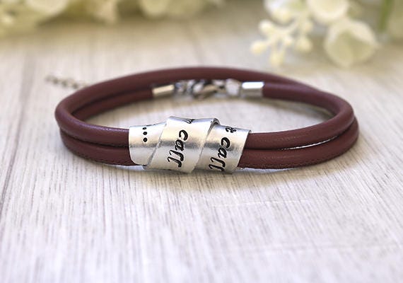 Anniversary gift Leather Personalized Bracelet For Women