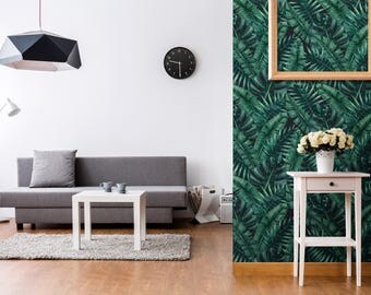 Temporary Self Adhesive Removable Wallpaper Tropical Monstera Palm Leaves Banana Jungle Leafy Lush Accent for Renters CC049