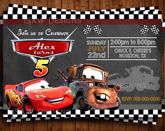 DISNEY CARS MOVIE Digital Personalized Invitations - Cars 3 Birthday Party Invitations - Lightning McQueen Cars Birthday Invites - Race cars