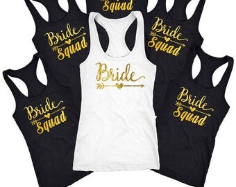 Bachelorette party shirts, Bride Squad Shirt, Bridal party shirts, wedding shirt, Bridesmaid gift, Bridesmaid Tank top and shirt D110