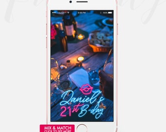 Snapchat Geofilter Birthday, Custom Birthday Snapchat Filter, Birthday Snapchat Geofilter, Birthday Geofilter, Neon Filter, Neon Geofilter