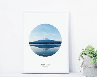 Mount Fuji Print, Mount Fuji Poster, Minimal Mountain Poster, Mountain Wall Art, Japan Landscape Print, Geometric Landscape Poster