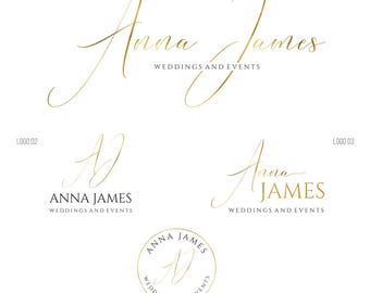 photography logo and watermark calligraphy logo gold premade logo script logo wedding planner logo premade branding kit wedding logo 065