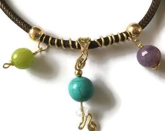 Short Necklace With Turquoise and Opals/Choker Necklaces/TPC Wire Work/Gifts for Her/Birthday Gifts/Christmas Gifts/Trendy Necklaces