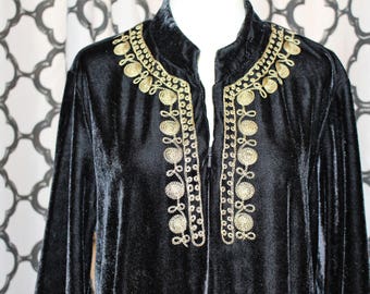 60's/70's Vintage Black Velvet Robe/Kaftan