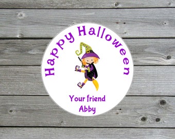 Personalized Halloween Stickers - Trick or Treat Stickers - Halloween Witch - Halloween Party Favors - Halloween Favors - Halloween Treats