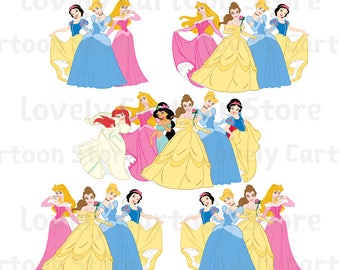 Disney Princess Svg, Eps, Dxf and Png formats - 14 Groups Clipart - Digital Download