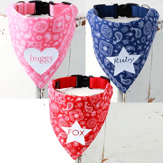 Dog Bandana with Nylon Collar Personalized with your