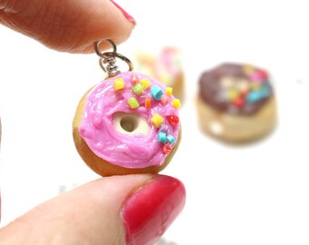 Donut Necklace Miniature Food Jewelry, Polymer Clay Food Jewelry