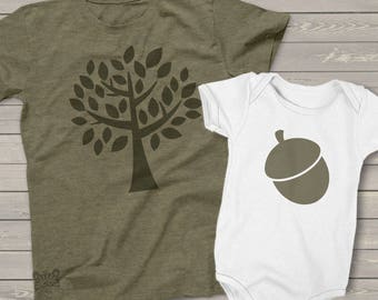 matching dad and baby The acorn doesn't fall far from the tree daddy and baby gift set - great Father's Day gift MDF1-018-2