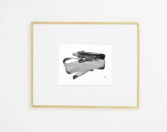 Black and White Original Abstract Art, neutral art, 8x10" expressive art "Painting 65- Landscape" watercolor painting, modern minimal art
