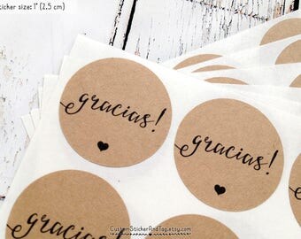 63 gracias stickers, circle stickers, envelope seals, favor stickers, wedding favors, calligraphy stickers, thank you stickers (S-79)