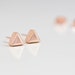 14K Rose Gold Triangle Stud Earrings - New Minimalist Solid Rose Gold Studs - Blush Pink Gold Earrings - Nickel Free Jewelry Hook And Matter