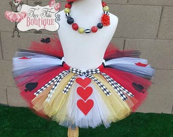 QUEEN OF HEARTS- Red, Black, White, Gold baby/child Tutu Set: Newborn-5T
