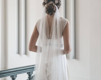 Draped veil - Wedding veil - Boho veil - Soft English tulle veil - Bridal veil