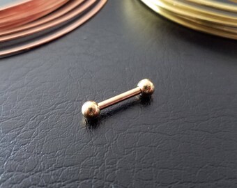 Gold Straight Barbell 16g 1/4" or 14g 3/8" 1/2" 9/16" 5/8" 3/4" Choose Your Size! Gold Titanium IP Tongue Nipple barbell Bridge Conch