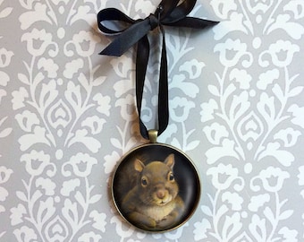 Squirrel Ornament, Squirrel Portrait Miniature, Christmas Ornament, Squirrel Wall Hanging, Stocking Stuffer,Squirrel Lover's Gift,