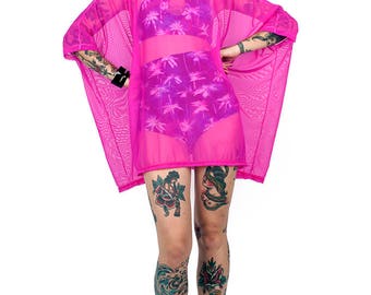 Fuchsia Mesh Tent Dress