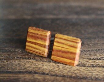 Wood Cufflinks, Wood Cuff links, Cufflinks, Gunmetal, Gunmetal cufflinks, Canary Wood, Wooden Cuff links, Gift for Him, Wedding Day, Groom