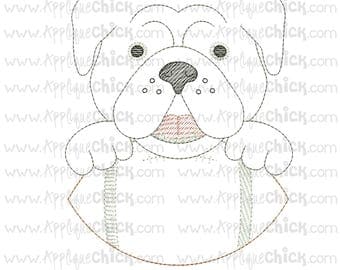 Vintage Stitch Bulldog Embroidery Design