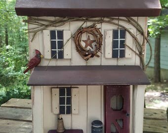 Farmhouse Primitive Birdhouse Rustic Functional Amish Farmhouse Primitive Birdhouse Rustic Functional Amish